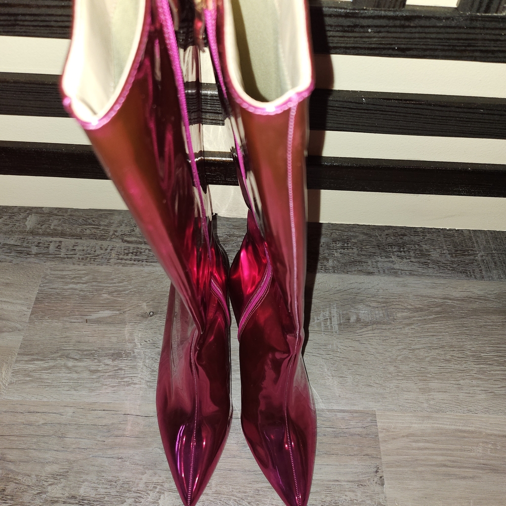 Women's Hot Pink Glossy High Boots